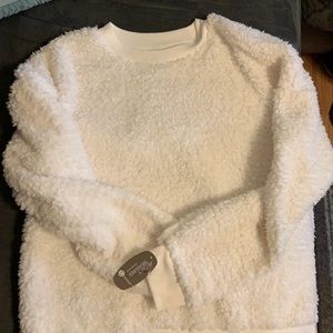 Fuzzy White Crewneck